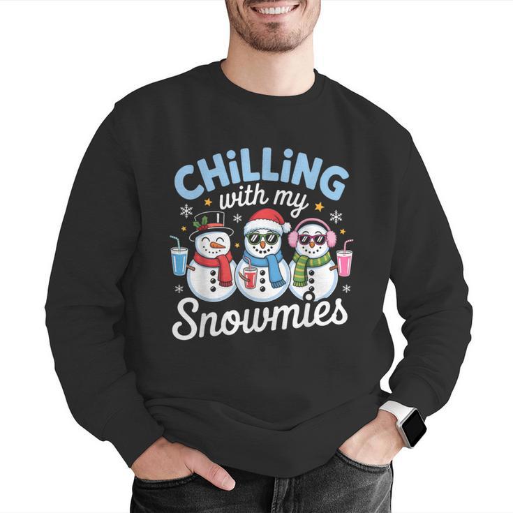 Chillin With My Snowmie Women Christmas Snowman Teacher Snow Men Graphic Sweatshirt, funny gift Chillin With My Snowmie Women Christmas Snowman Teacher Snow Men Graphic Sweatshirt, funny gift