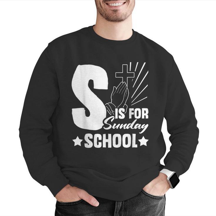 Christian Teacher S Is For Sunday School Essentials Men Graphic Sweatshirt, funny gift Christian Teacher S Is For Sunday School Essentials Men Graphic Sweatshirt, funny gift
