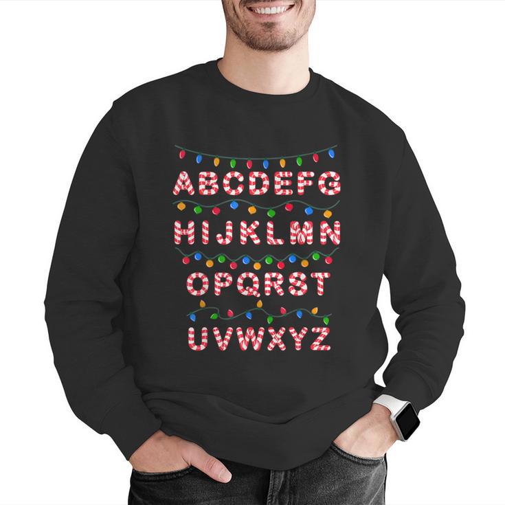 Christmas Alphabet Candy Cane Teachers Students Candy Cane For Men Women Kids Men Graphic Sweatshirt, funny gift