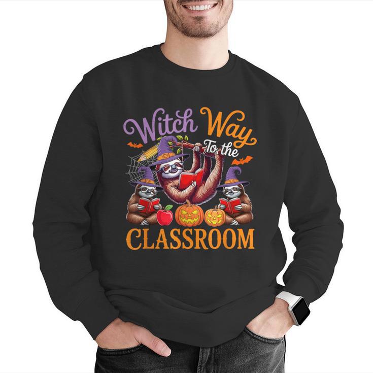 Way To Classroom Halloween Witch Three Cute Sloths Teacher Men Graphic Sweatshirt, funny gift Way To Classroom Halloween Witch Three Cute Sloths Teacher Men Graphic Sweatshirt, funny gift