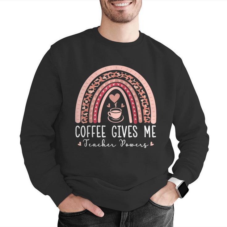 Coffee Gives Me Teacher Powers Leopard Rainbow Teacher Men Graphic Sweatshirt, funny gift Coffee Gives Me Teacher Powers Leopard Rainbow Teacher Men Graphic Sweatshirt, funny gift