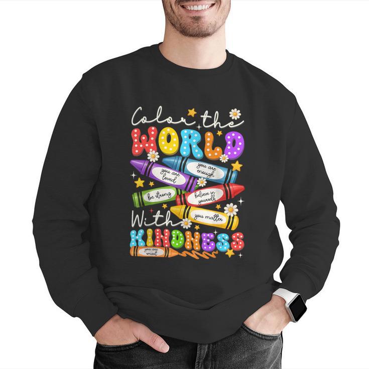 Color The World With Kindness Crayon Positivity Teacher Men Graphic Sweatshirt, funny gift Color The World With Kindness Crayon Positivity Teacher Men Graphic Sweatshirt, funny gift