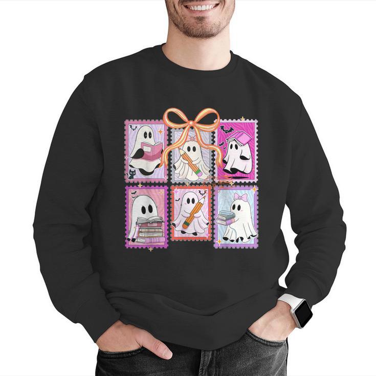 Coquette Bow Spooky Teacher Ghost Halloween Trick Or Teach Men Graphic Sweatshirt, funny gift Coquette Bow Spooky Teacher Ghost Halloween Trick Or Teach Men Graphic Sweatshirt, funny gift