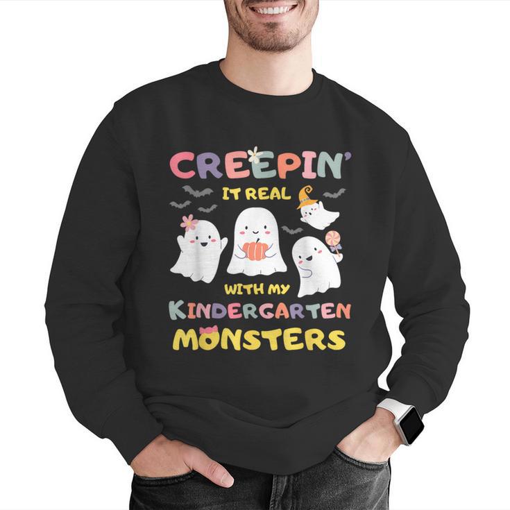 Creepin It Real With Kindergarten Monsters Halloween Teacher Men Graphic Sweatshirt, funny gift Creepin It Real With Kindergarten Monsters Halloween Teacher Men Graphic Sweatshirt, funny gift