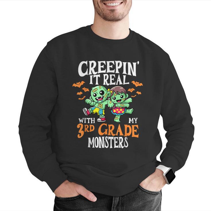 Creepin It Real Monster School 3rd Grade Teacher Halloween Men Graphic Sweatshirt, funny gift Creepin It Real Monster School 3rd Grade Teacher Halloween Men Graphic Sweatshirt, funny gift