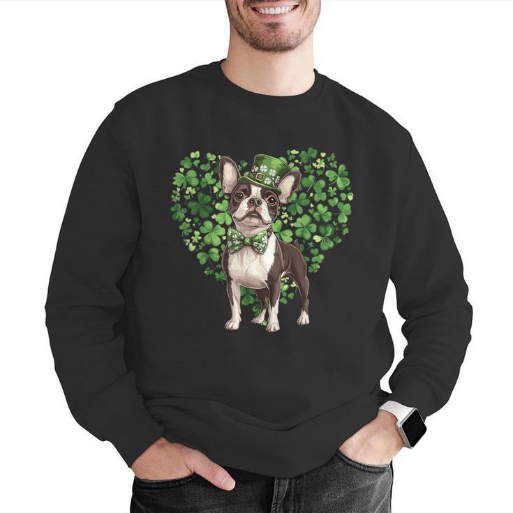 Cute Boston Terrier Shamrock St Patrick's Day Dog Lover Men Women Kids Men Graphic Sweatshirt, funny gift