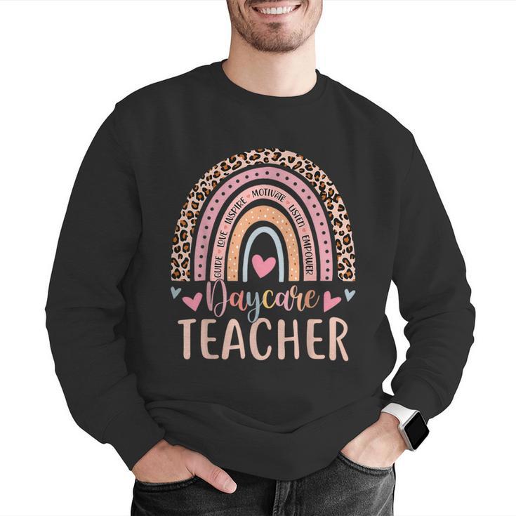 Cute Daycare Teacher Rainbow Leopard Print Childcare Worker Men Graphic Sweatshirt, funny gift Cute Daycare Teacher Rainbow Leopard Print Childcare Worker Men Graphic Sweatshirt, funny gift