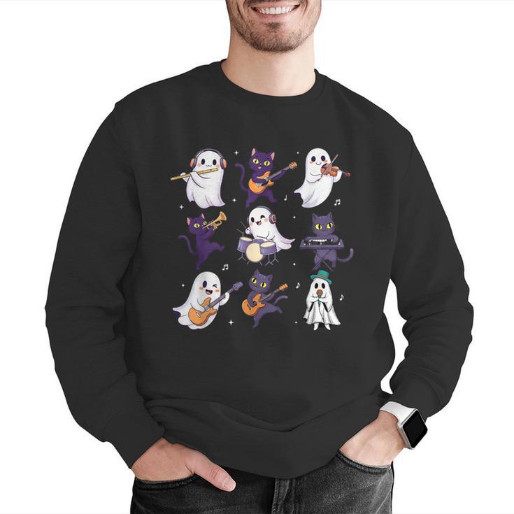 Cute Ghost Cat Playing Musical Halloween Music Teacher Men Graphic Sweatshirt, funny gift Cute Ghost Cat Playing Musical Halloween Music Teacher Men Graphic Sweatshirt, funny gift