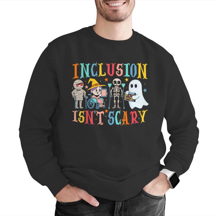 Cute Inclusion Isn't Scary Teacher Skeleton Ghost Halloween Men Graphic Sweatshirt, funny gift