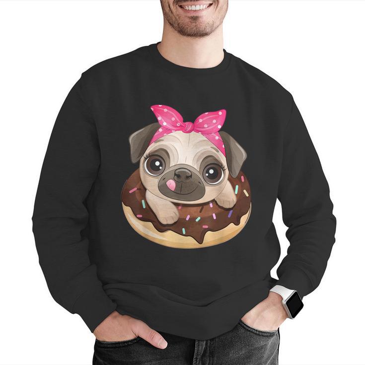 Cute Pug Shirt Donut Girls Dog Men Graphic Sweatshirt, funny gift