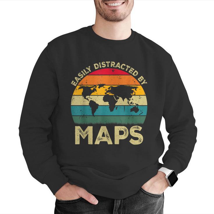 Easily Distracted By Maps Geography Teacher Men Graphic Sweatshirt, funny gift Easily Distracted By Maps Geography Teacher Men Graphic Sweatshirt, funny gift