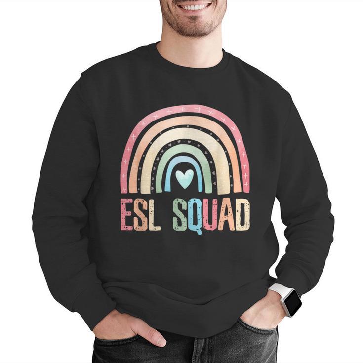 ESL Squad Teacher Crew Team Back To School English Rainbow Men Graphic Sweatshirt, Esl Teacher Sweatshirts, English Teacher Sweatshirts, funny gift