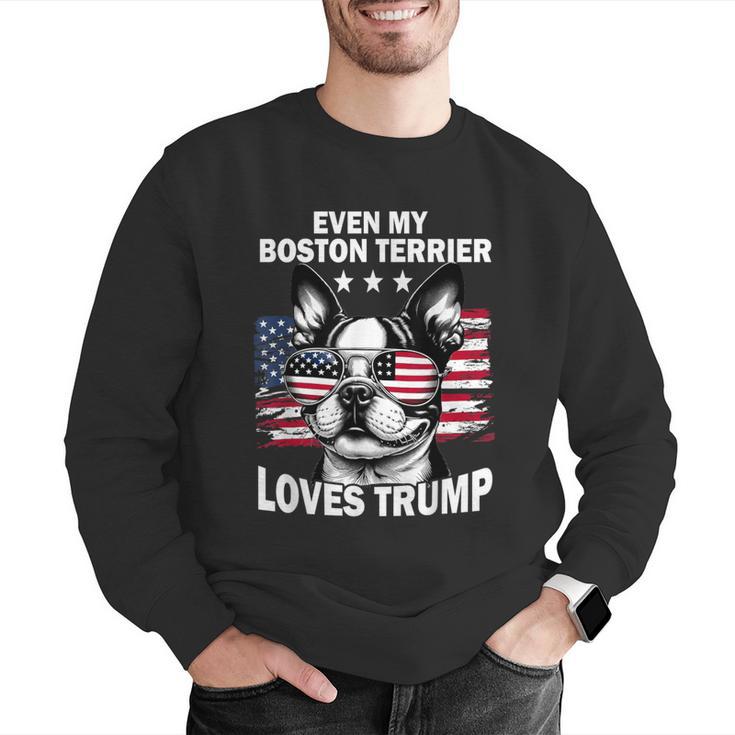 Even My Boston Terrier Loves Trump Trump Supporter Dog Lover Men Graphic Sweatshirt, funny gift