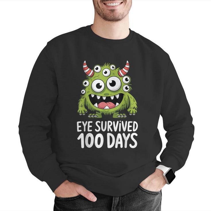 Eye Survived 100 Days Of School Monster Lover Teacher Kids Men Graphic Sweatshirt, funny gift Eye Survived 100 Days Of School Monster Lover Teacher Kids Men Graphic Sweatshirt, funny gift