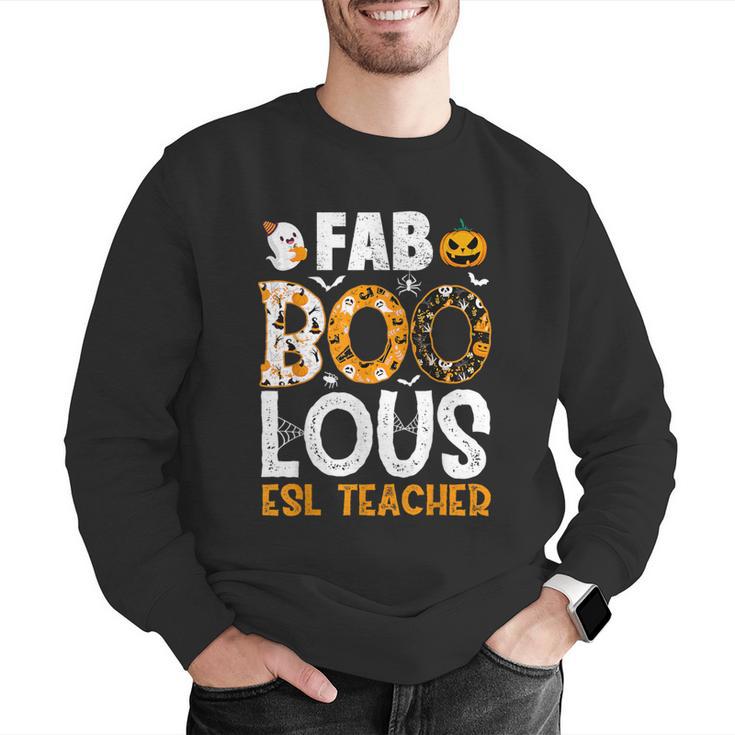 Faboolous ESL ESOL Teacher Spooky Teacher Halloween Costume For Men Women Men Graphic Sweatshirt, Esl Teacher Sweatshirts, funny gift