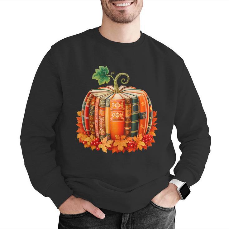 Fall Book Autumn Reading Teacher Halloween Pumpkin Season Men Graphic Sweatshirt, funny gift