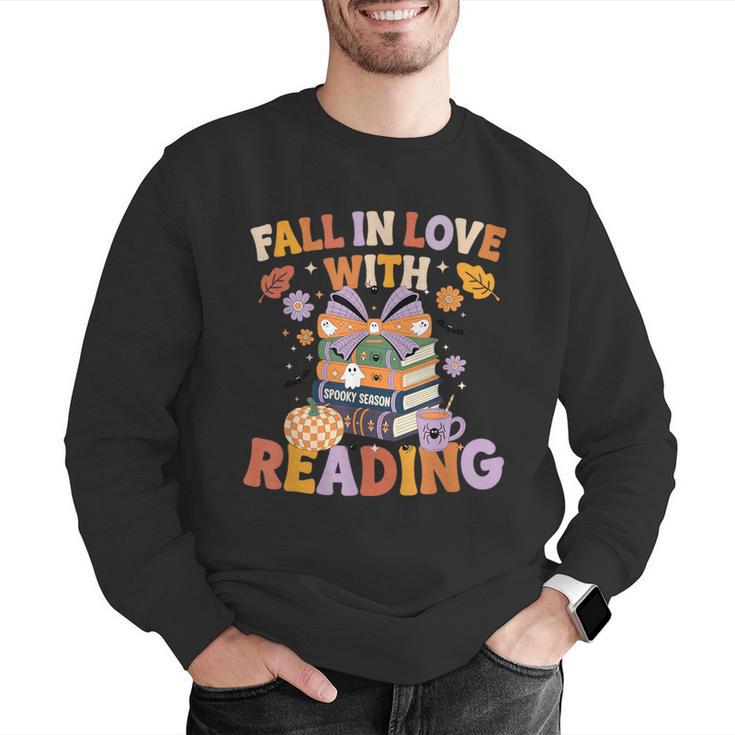 Fall In Love With Reading Halloween Stack Of Book Teacher Men Graphic Sweatshirt, funny gift