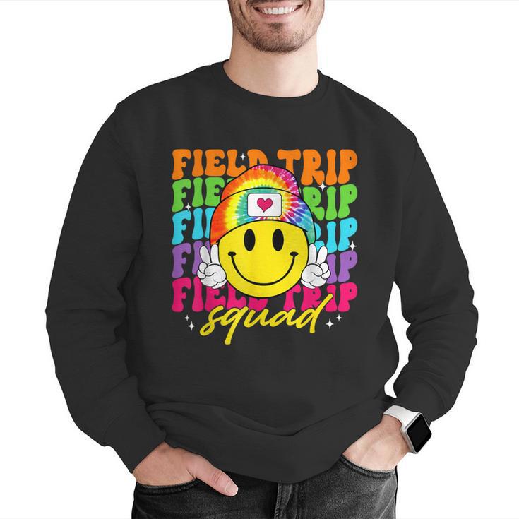 Field Trip Squad Groovy Field Day Smile Face Teacher Tie Dye Men Graphic Sweatshirt, Groovy Teacher Sweatshirts, funny gift Field Trip Squad Groovy Field Day Smile Face Teacher Tie Dye Men Graphic Sweatshirt, Groovy Teacher Sweatshirts, funny gift