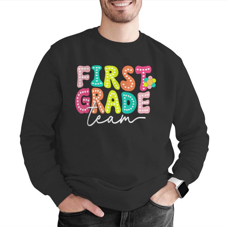 First Grade Team Teacher Back To School 1st Grade Squad Kids Men Graphic Sweatshirt, First Grade Teacher Sweatshirts, funny gift