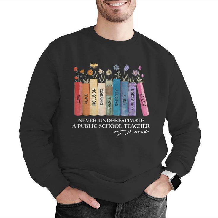 Floral Books Never Underestimate A Public School Teacher Men Graphic Sweatshirt, funny gift Floral Books Never Underestimate A Public School Teacher Men Graphic Sweatshirt, funny gift