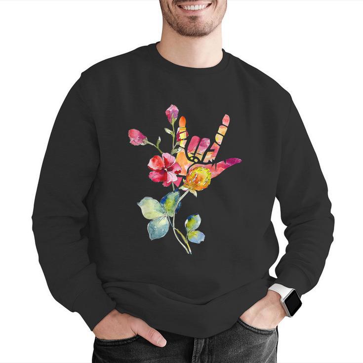 Flower American Sign Language ASL Teacher Teaching Deaf Men Graphic Sweatshirt, funny gift Flower American Sign Language ASL Teacher Teaching Deaf Men Graphic Sweatshirt, funny gift