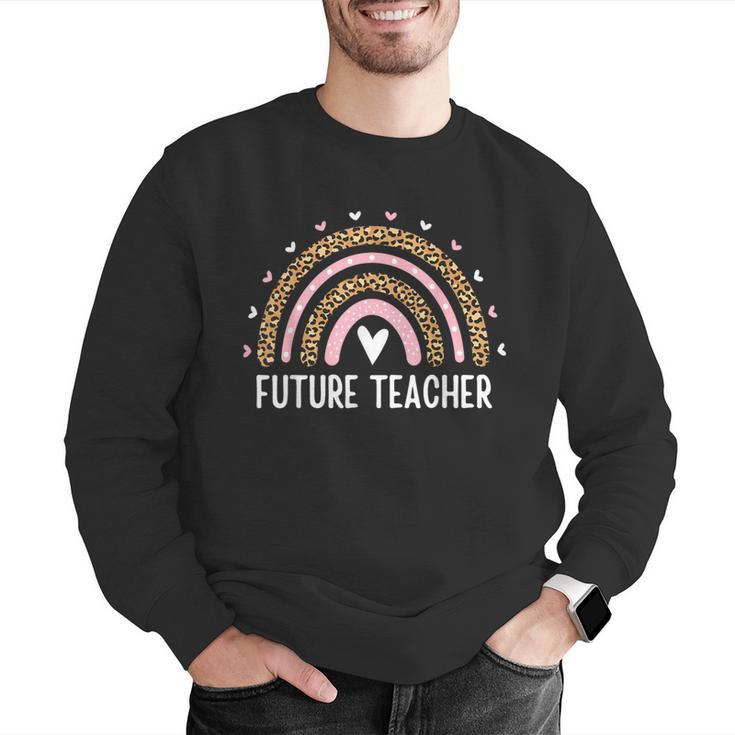Future Teacher Kids Youth Girls Leopard Rainbow Women Men Graphic Sweatshirt, Future Teacher Sweatshirts, funny gift