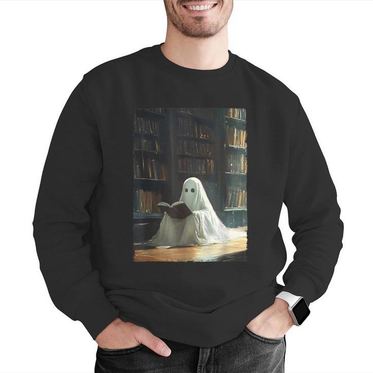 Ghost Library Halloween Book Reading Books Lover Teacher Men Graphic Sweatshirt, funny gift