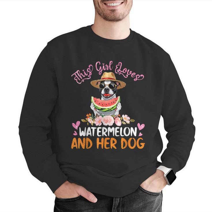 This Girl Loves Watermelon And Her Boston Terrier Dog Mother Men Graphic Sweatshirt, funny gift