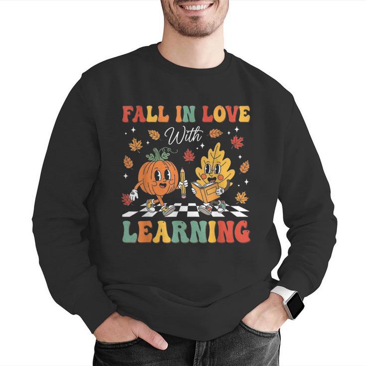 Groovy Fall In Love With Learning Autumn Pumpkin Teacher Men Graphic Sweatshirt, Groovy Teacher Sweatshirts, funny gift Groovy Fall In Love With Learning Autumn Pumpkin Teacher Men Graphic Sweatshirt, Groovy Teacher Sweatshirts, funny gift
