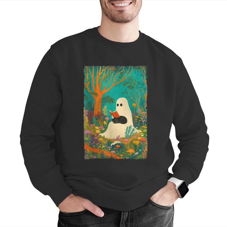 Groovy Ghost Reading Book Cat Halloween Ghost Teacher Men Graphic Sweatshirt, Groovy Teacher Sweatshirts, funny gift Groovy Ghost Reading Book Cat Halloween Ghost Teacher Men Graphic Sweatshirt, Groovy Teacher Sweatshirts, funny gift