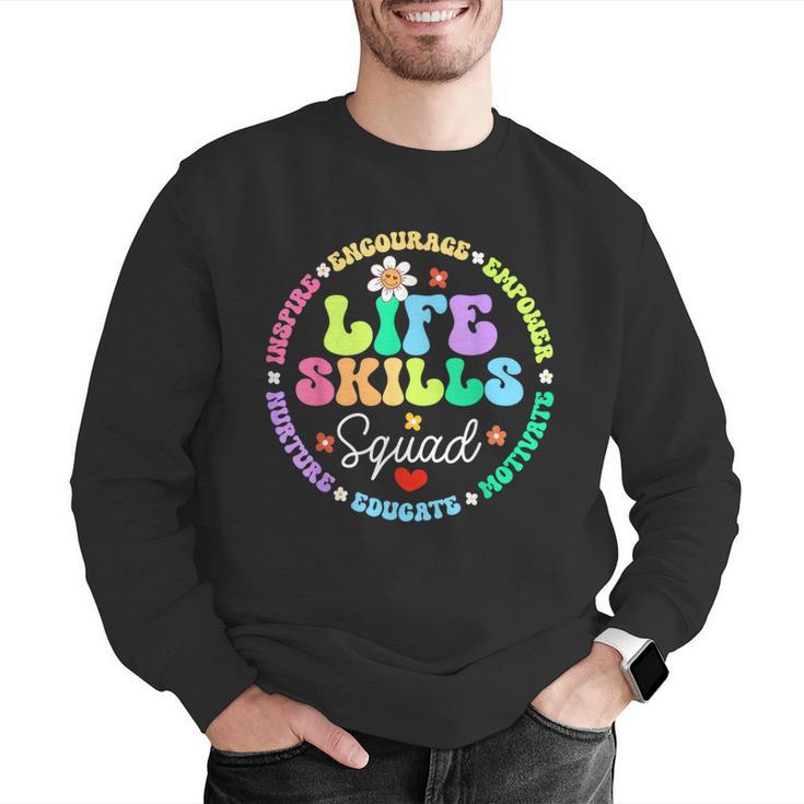 Groovy Life Skills Squad Teacher Special Ed SPED Team Crew Men Graphic Sweatshirt, Groovy Teacher Sweatshirts, funny gift