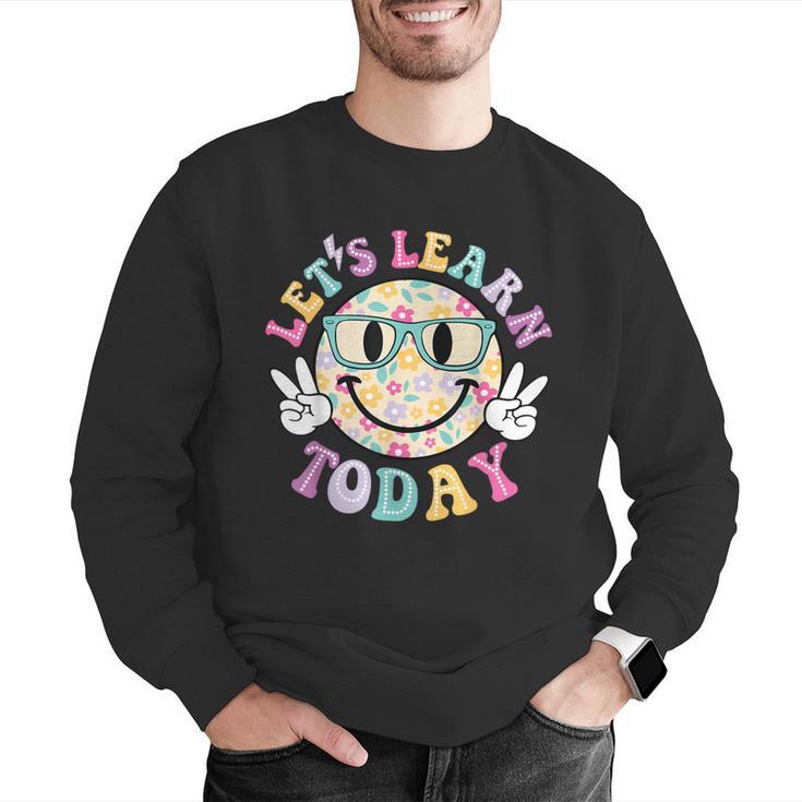 Groovy Retro Lets Learn Today Teacher Student Back To School Men Graphic Sweatshirt, Groovy Teacher Sweatshirts, funny gift