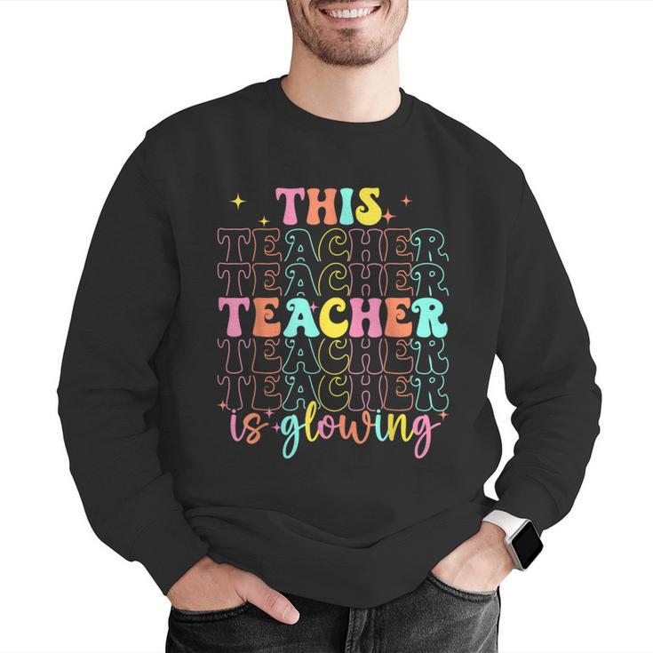 Groovy This Teacher Is Glowing Hello Summer End Of School Men Graphic Sweatshirt, Groovy Teacher Sweatshirts, funny gift Groovy This Teacher Is Glowing Hello Summer End Of School Men Graphic Sweatshirt, Groovy Teacher Sweatshirts, funny gift