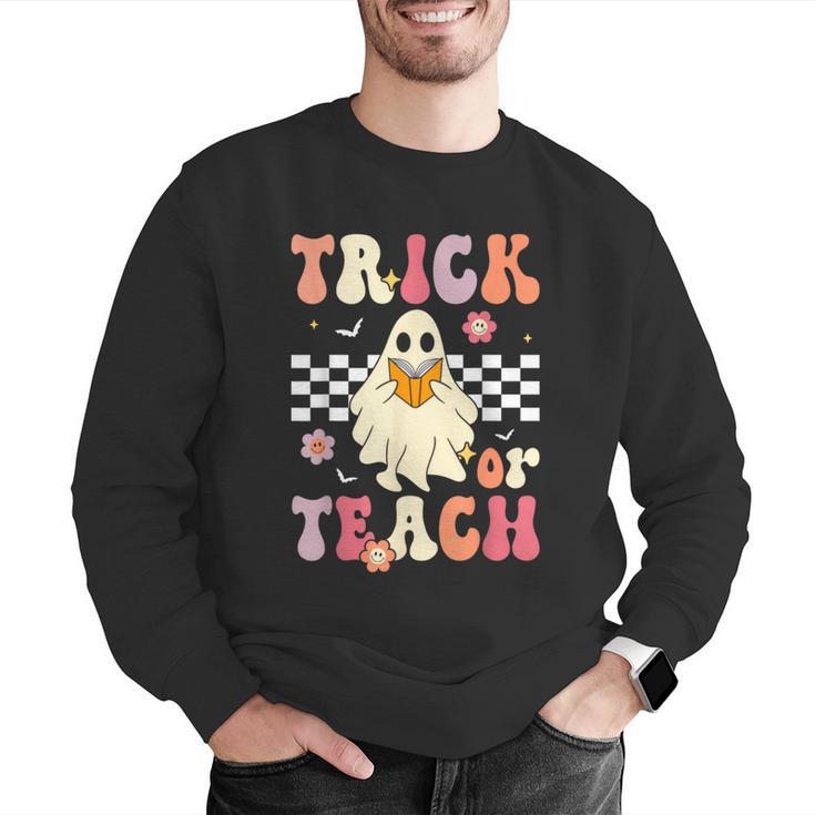 Groovy Teacher Halloween Retro Trick Or Teach Floral Ghost Men Graphic Sweatshirt, Groovy Teacher Sweatshirts, funny gift Groovy Teacher Halloween Retro Trick Or Teach Floral Ghost Men Graphic Sweatshirt, Groovy Teacher Sweatshirts, funny gift