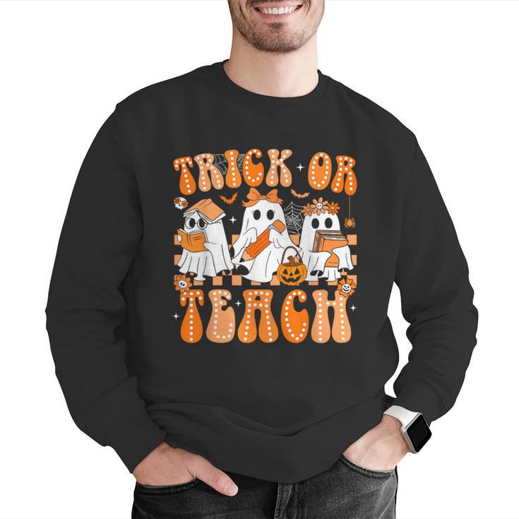 Groovy Teacher Halloween Trick Or Teach Ghost Men Women Kids Men Graphic Sweatshirt, Groovy Teacher Sweatshirts, funny gift Groovy Teacher Halloween Trick Or Teach Ghost Men Women Kids Men Graphic Sweatshirt, Groovy Teacher Sweatshirts, funny gift