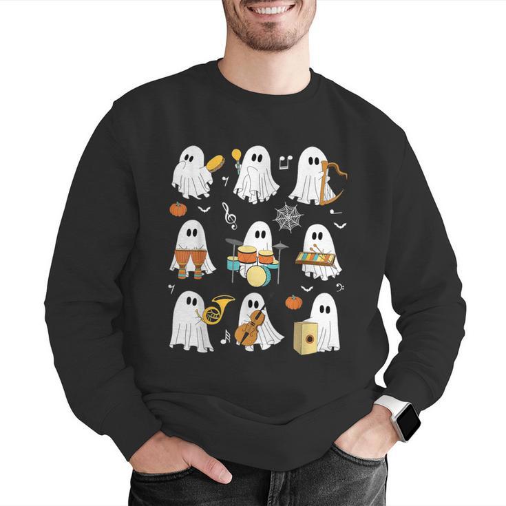 Halloween Ghost Playing Musical Instruments Music Teacher Men Graphic Sweatshirt, funny gift