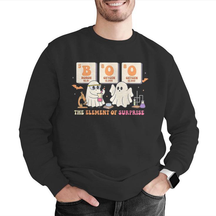 Halloween Science Teacher Boo Ghost The Element Of Surprise Men Graphic Sweatshirt, Science Teacher Sweatshirts, funny gift