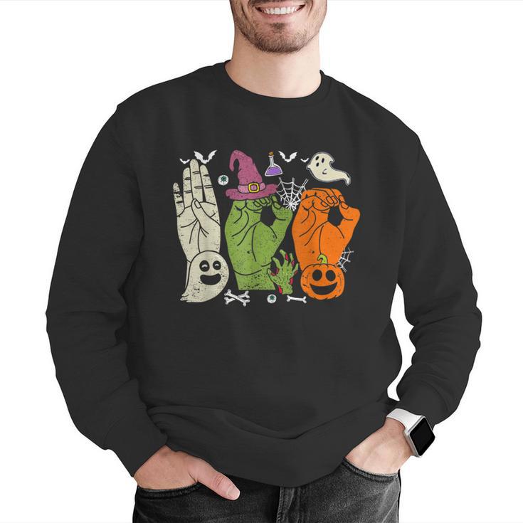 Halloween SPED Teacher Boo In ASL Boo Hands Sign Language Men Graphic Sweatshirt, funny gift Halloween SPED Teacher Boo In ASL Boo Hands Sign Language Men Graphic Sweatshirt, funny gift