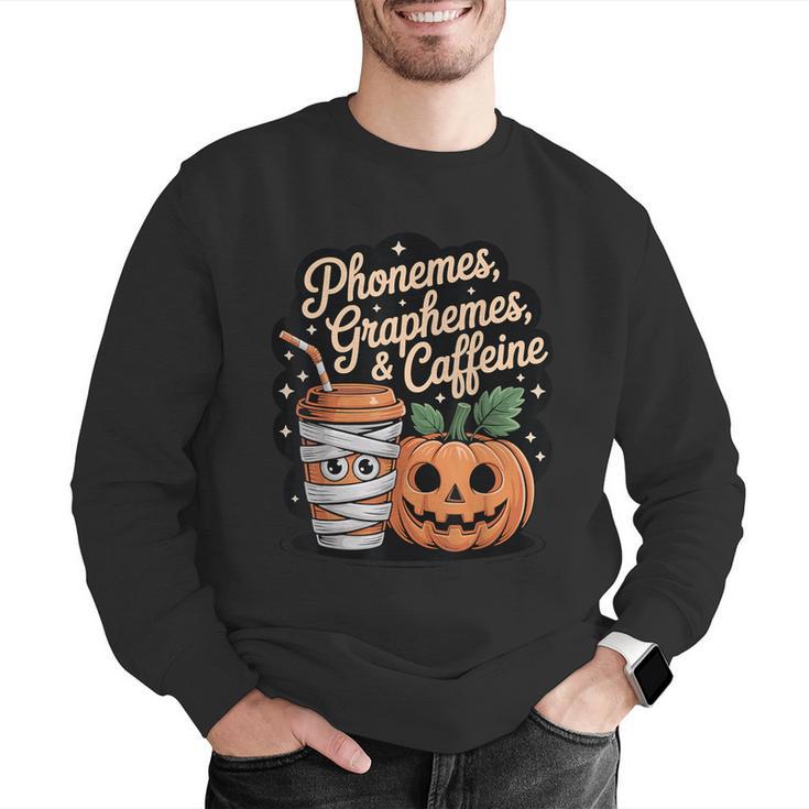 Halloween Teacher Phonemes Graphemes Caffeine Coffee Lover Men Graphic Sweatshirt, funny gift Halloween Teacher Phonemes Graphemes Caffeine Coffee Lover Men Graphic Sweatshirt, funny gift