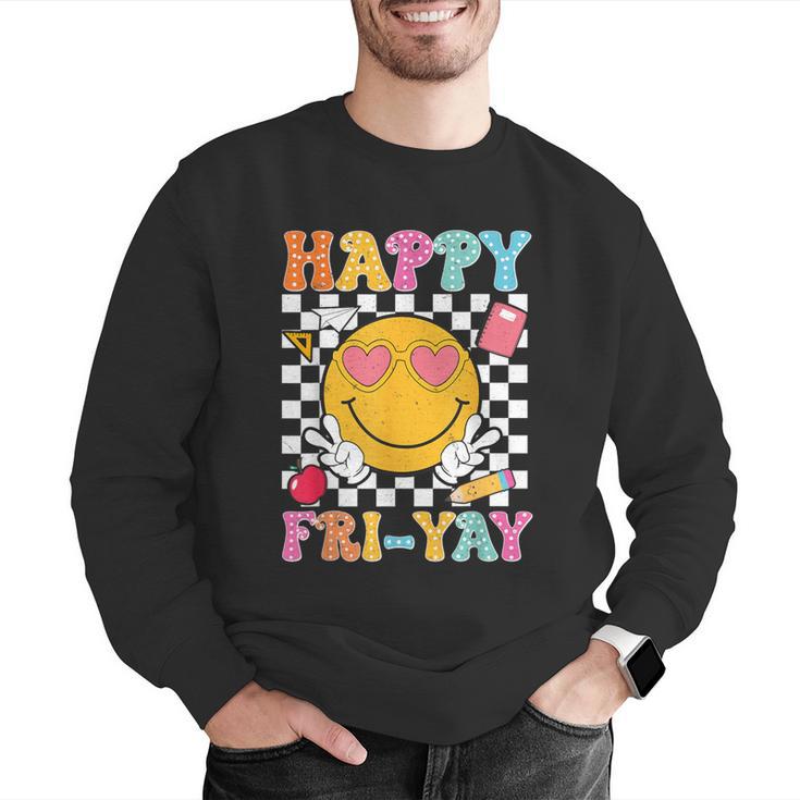 Happy Fri-Yay Groovy Teacher Friday Weekend Fri Yay Men Graphic Sweatshirt, Groovy Teacher Sweatshirts, funny gift