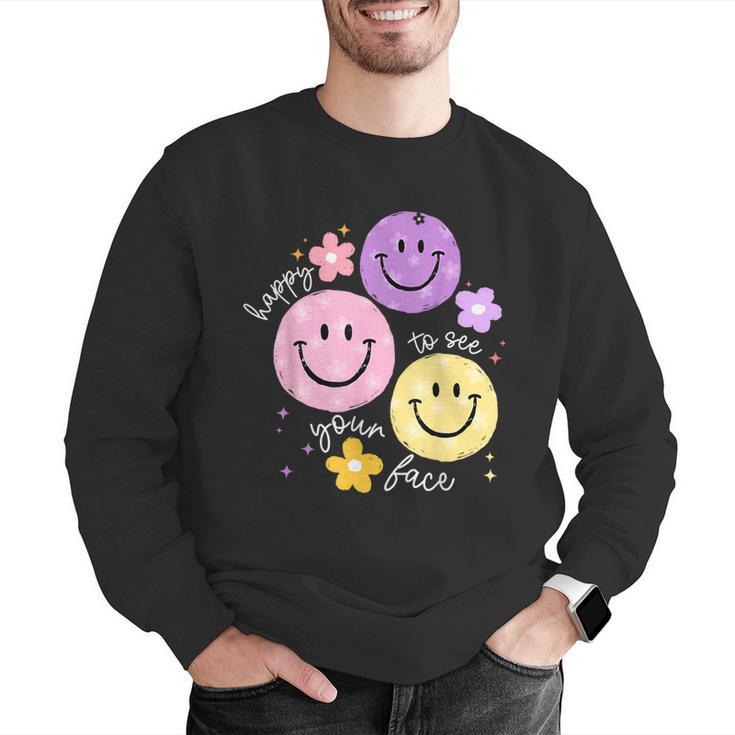 Happy To See Your Face Teacher Flower Back To School Men Graphic Sweatshirt, funny gift Happy To See Your Face Teacher Flower Back To School Men Graphic Sweatshirt, funny gift