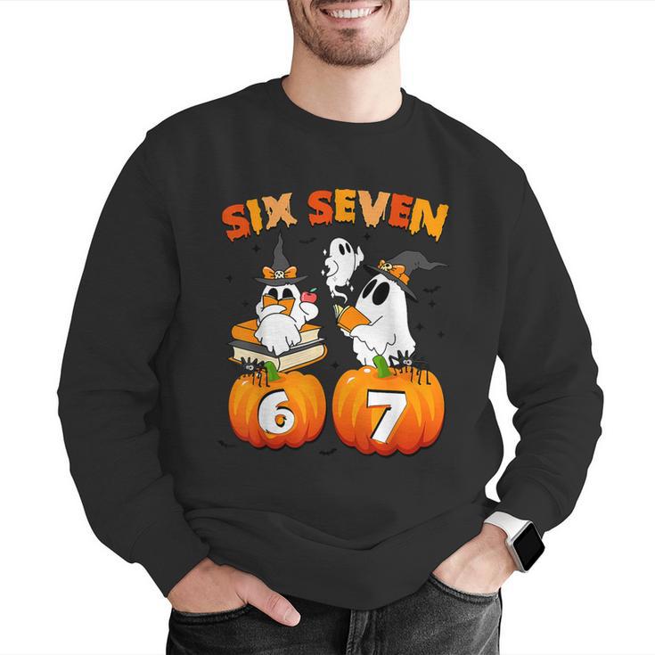 Haunted By 67 Boo Ghost Pumpkin Halloween Teacher Men Graphic Sweatshirt, funny gift
