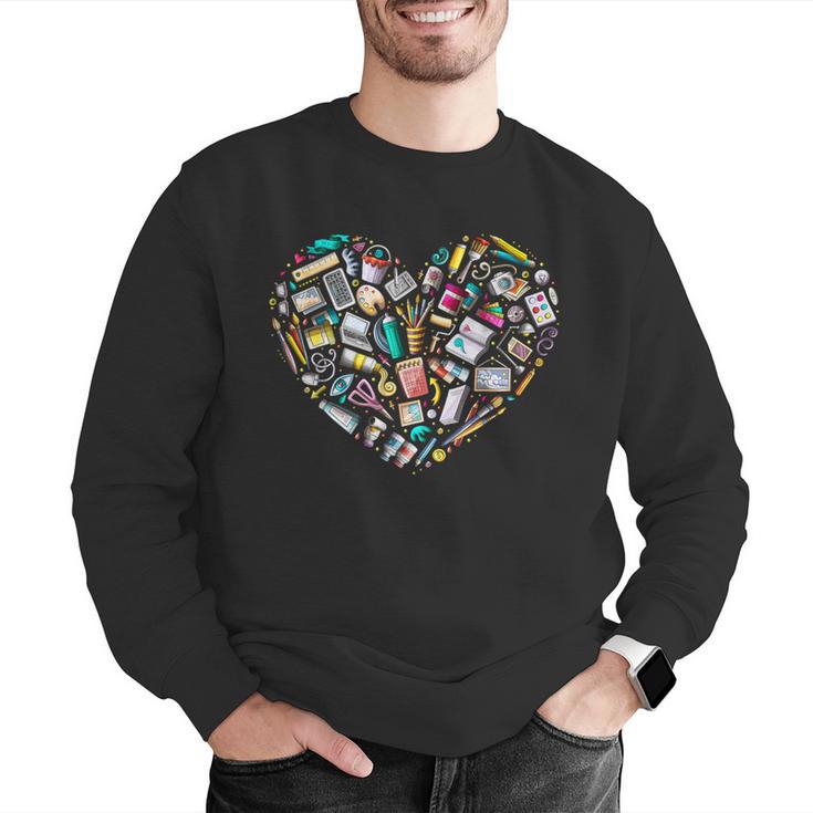 Heart Shape Art Teacher And Painting Sketching Artist Men Graphic Sweatshirt, funny gift