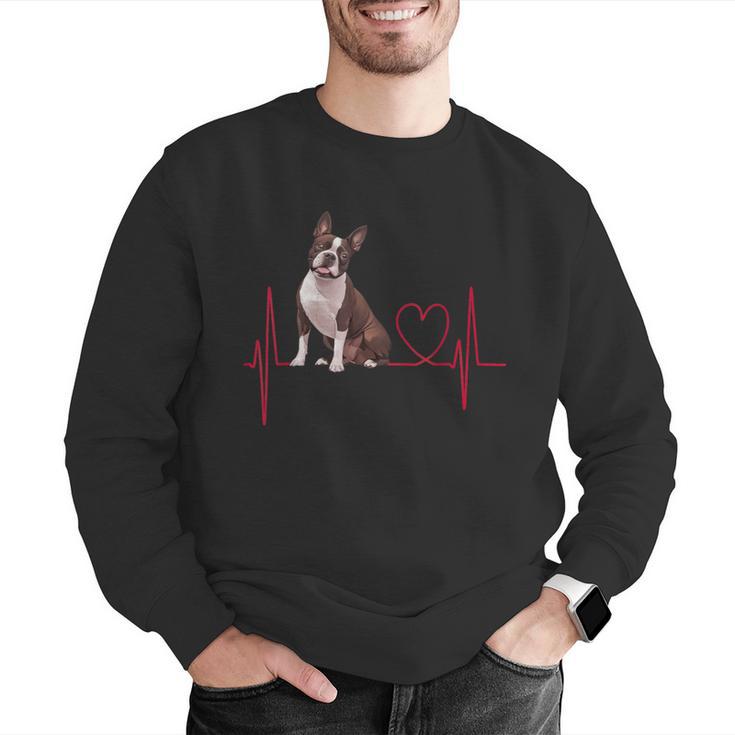 Heartbeat Boston Terrier Dog Men Graphic Sweatshirt, funny gift