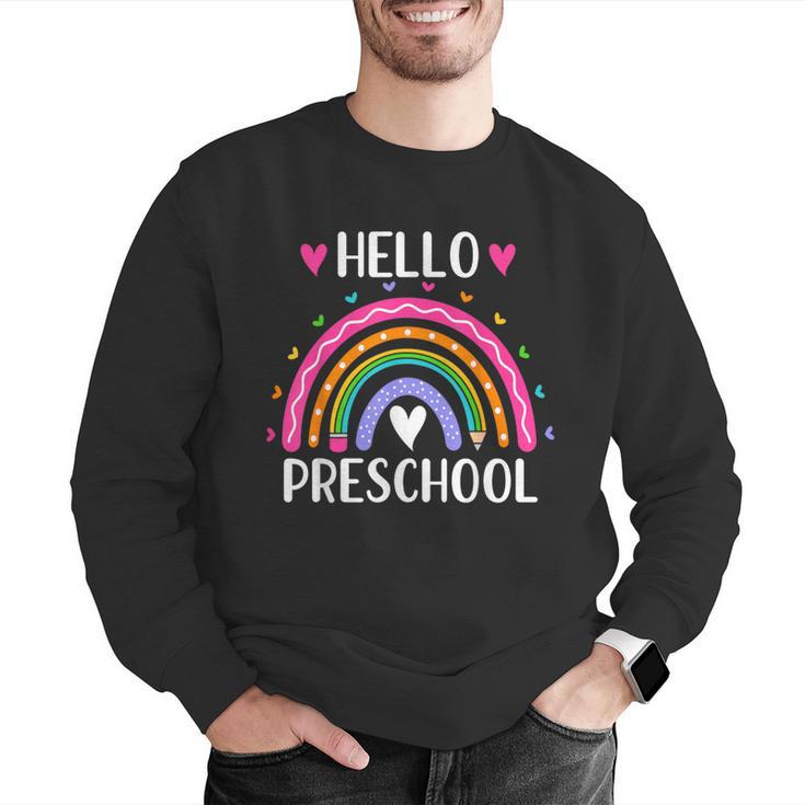 Hello Preschool Teacher Student Girls Rainbow Back To School Men Graphic Sweatshirt, funny gift