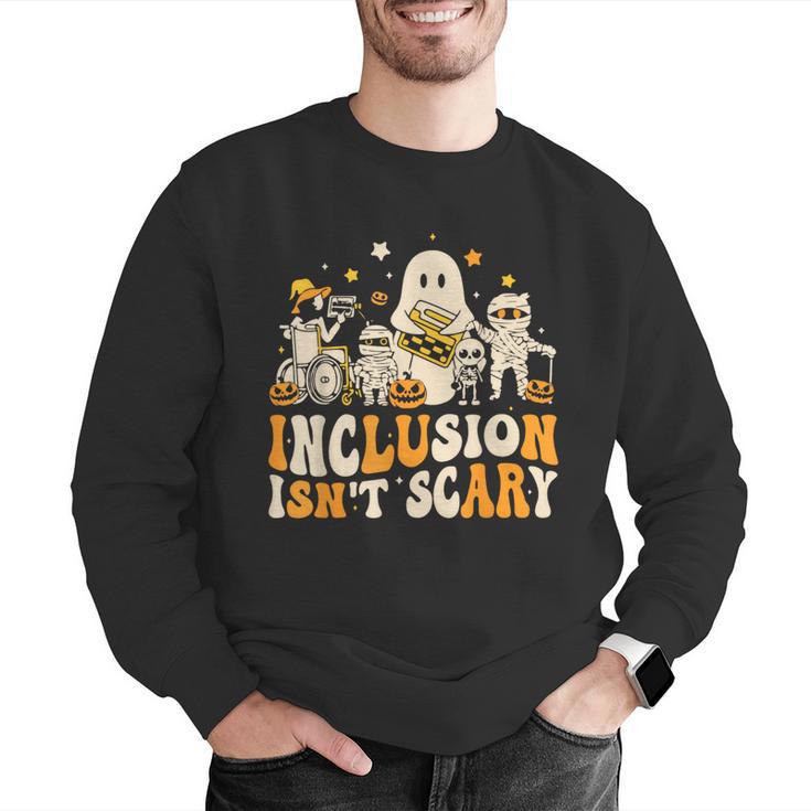 Inclusion Isn't Scary Mummy Boo Ghost Halloween SLP Teacher Men Graphic Sweatshirt, funny gift