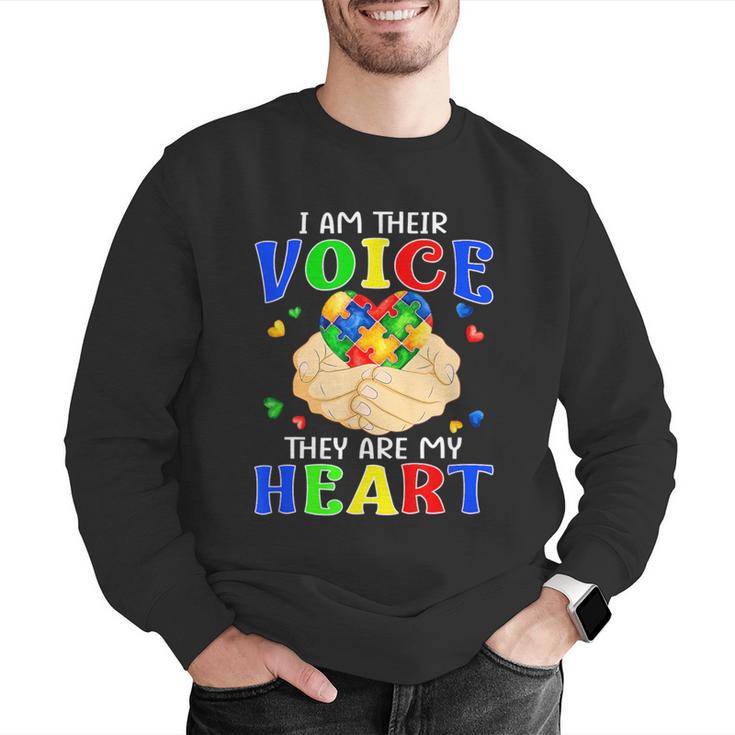 I Am Their Voice They Are My Heart Autism Awareness Teacher Men Graphic Sweatshirt, funny gift