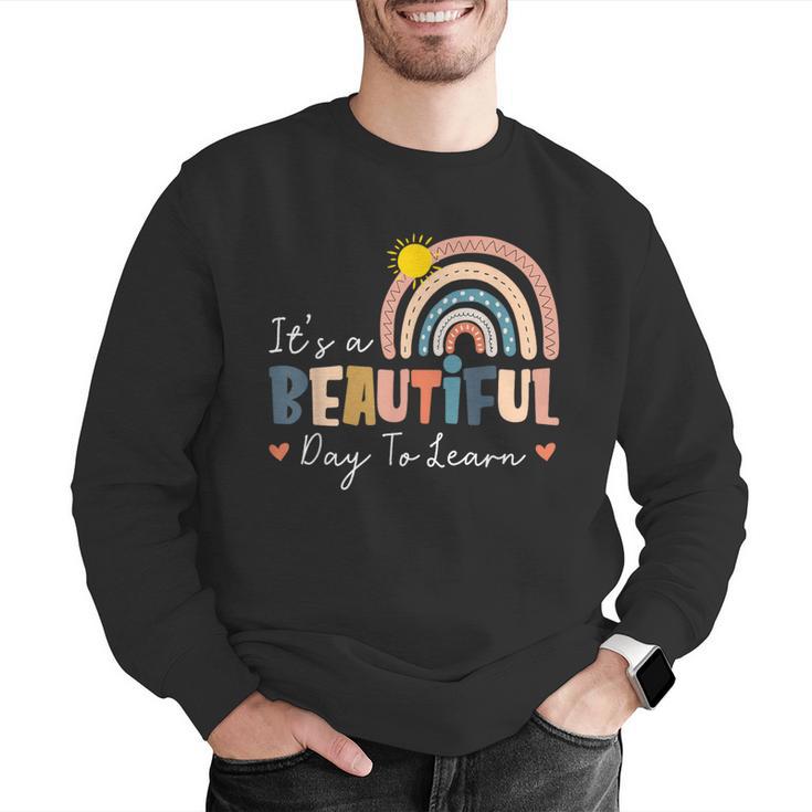 It's A Beautiful Day To Learn Cute Rainbow Boho Teacher Men Graphic Sweatshirt, funny gift