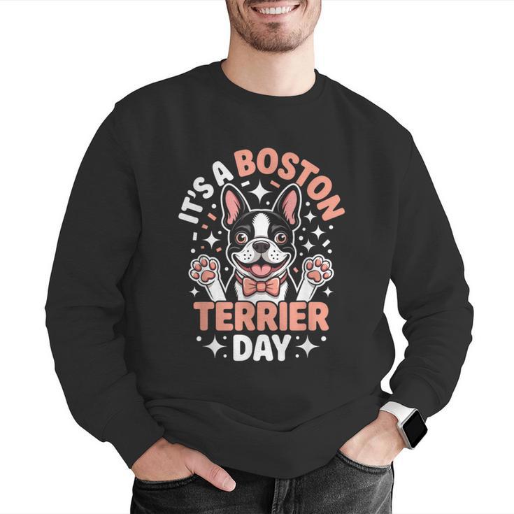 It’s A Boston Terrier Day Pet Cute Dog Lover Cartoon Men Graphic Sweatshirt, funny gift