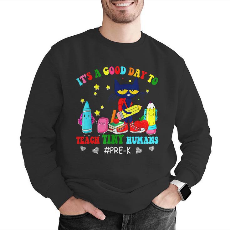 It's A Good-Day To Teach Tiny Humans Pre-K Cat Teacher Lover Men Graphic Sweatshirt, funny gift